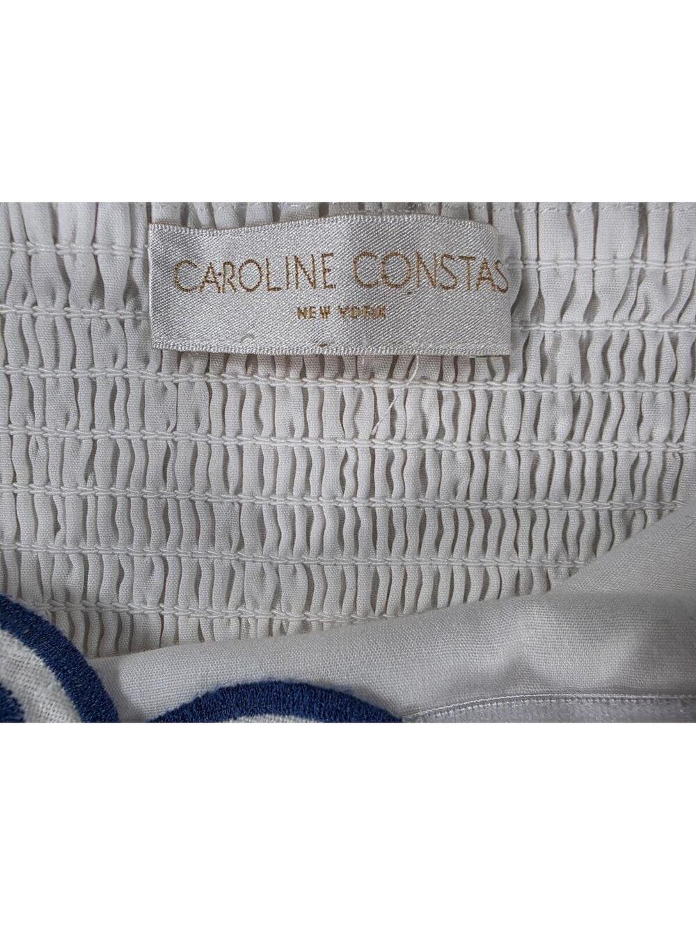 Caroline Constas White Navy Embroidered Linen Strapless Romper-XS No Belt/Straps - Picture 7 of 11